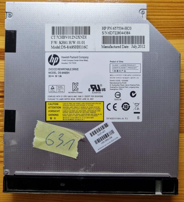 HP DVDCD Rewritable Drive Model-DS-8A8SHH116C PN 657534-HC0