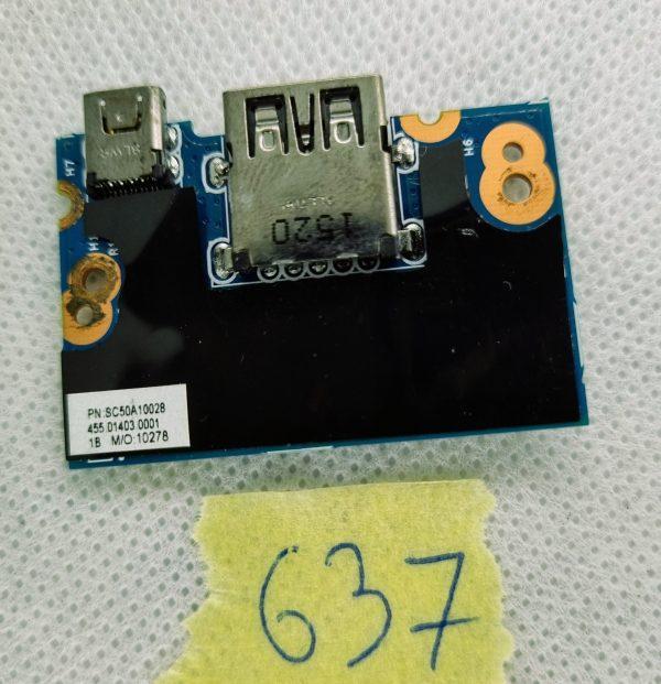 Lenovo ThinkPad X1 Carbon 3rd Gen USB & mini ethernet RJ45 Board SC50A10028