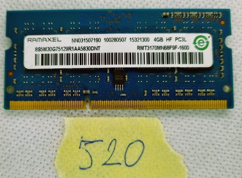 RMT3170MN68F9F-1600 GENUINE RAMAXEL LAPTOP MEMORY 4GB DDR3 PC3L-12800