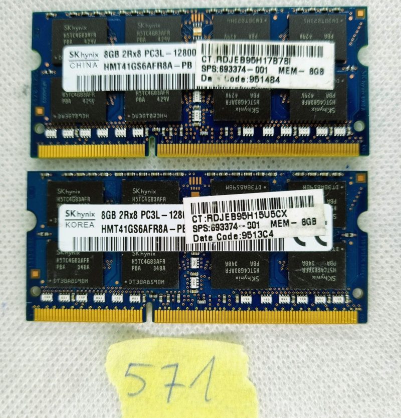 SK Hynix HMT41GS6AFR8A-PB 8GB 1X8GB PC3L-12800s DDR3L 1600MHz Laptop ram memory