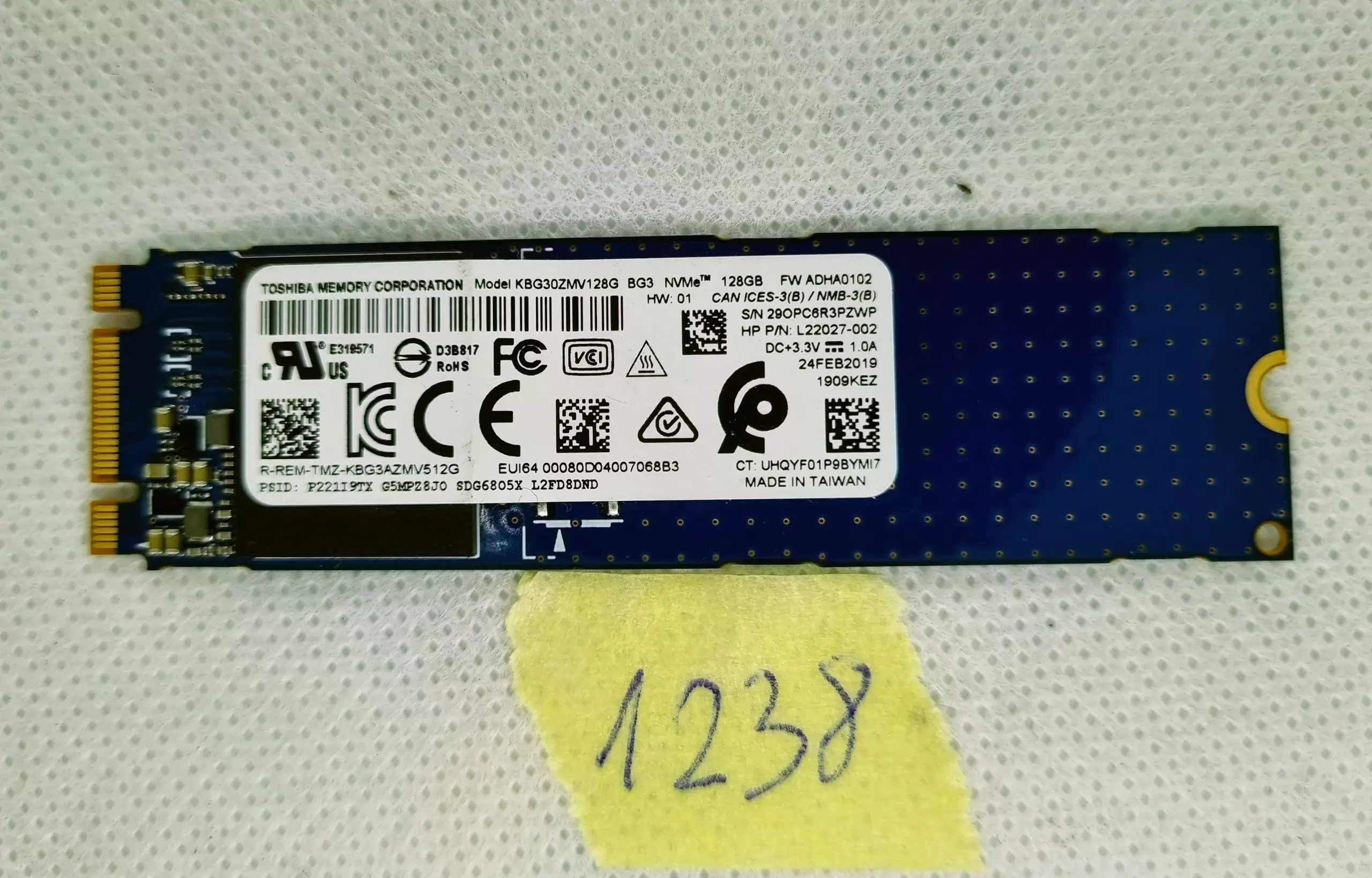 Toshiba 128GB NVMe SSD Solid State Drive KBG30ZMV128G