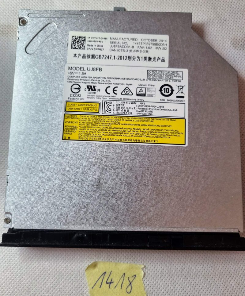PANASONIC MODEL UJ8FB DVD-RW SATA Drive NO FACE PLATE for Lenovo Z40-70