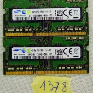 SAMSUNG 4GB M471B5173BH0-CK0 1Rx8 PC3 12800S Laptop Ram Memory