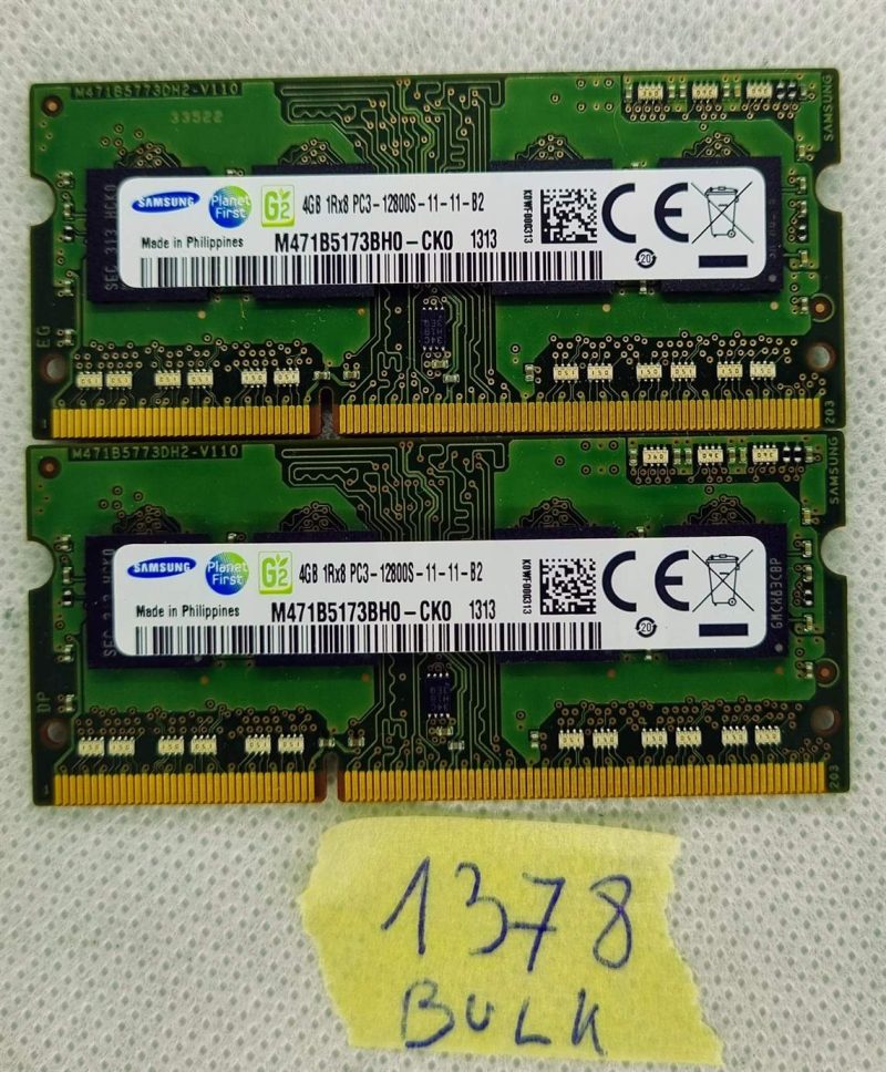SAMSUNG 4GB M471B5173BH0-CK0 1Rx8 PC3 12800S Laptop Ram Memory