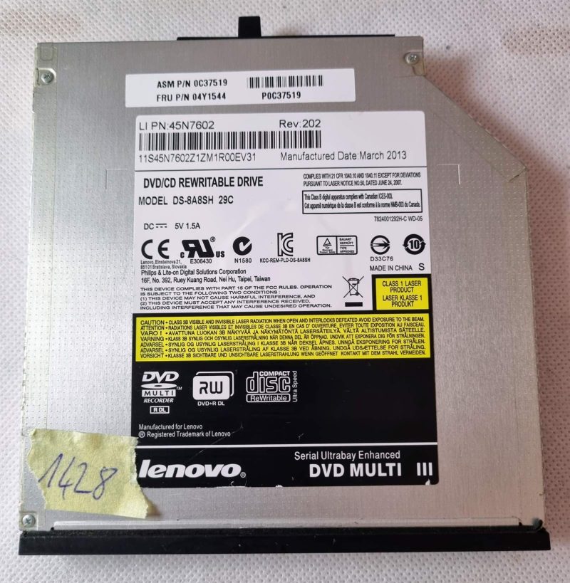 Samsung NP300E5A SATA DVD Writer Drive With Bezel & Bracket - DS-8A8SH1