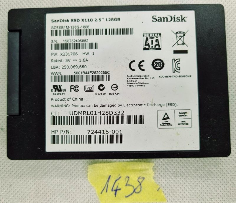 SanDisk SD6SB1M-128G-1006 X110 SSD 128GB 6.0Gbs 2.5 HP# 724415-001
