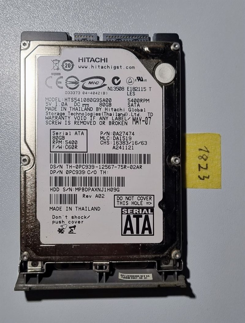 Hitachi HTS541080G9SA00 MLCDA1488 PN0A28694 80gb 2.5 Sata Laptop Hard Drive