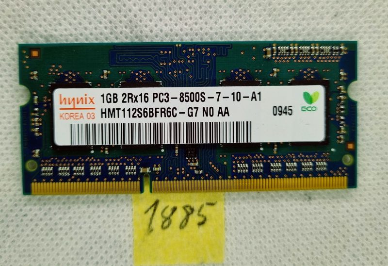 Hynix HMT112S6BFR6C-G7 1GB DDR3 SDRAM 133MHz PC3-8500s Laptop RAM Memory