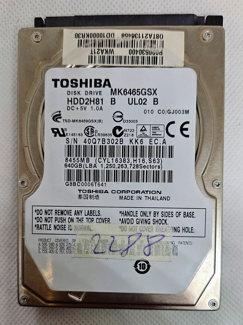 Toshiba 640GB 5400RPM SATA MK6476GSX MK6465GSX Hard Drive - Reliable Storage Solution!