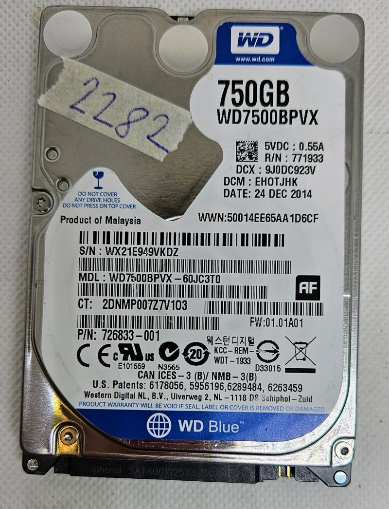 Western Digital WD Blue WD7500BPVX 750GB SATA 3 2.5" Laptop Hard Drive - High Capacity Storage