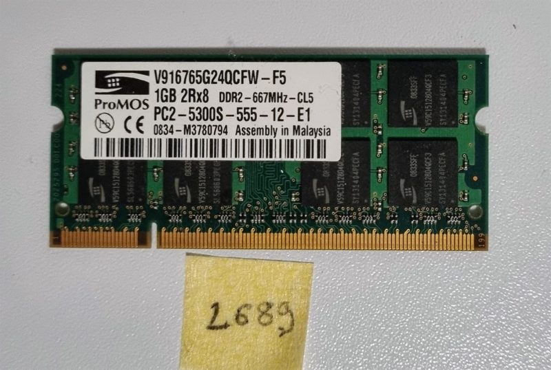 HP Compaq CQ50 RAM Memory 1GB DDR2 PC2-5300 485029-001 | Genuine Promos V916765G24QCFW-F5