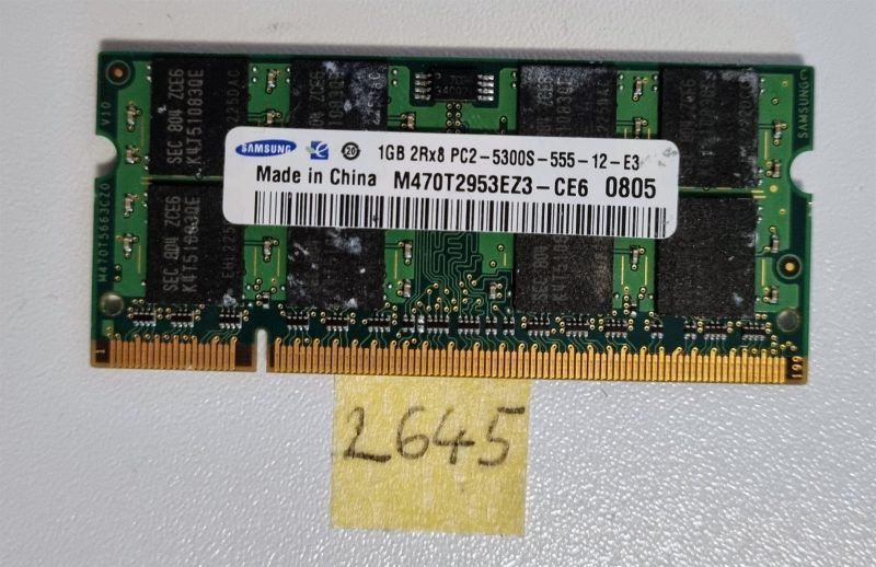 LAPTOP MEMORY 1GB 2Rx8 PC2-5300S-555-12-E3 M470T2953EZ3-CE6 0807