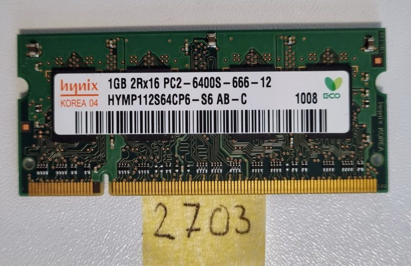 HYMP112S64CP6-S6 AB Hynix 1GB DDR2 800MHz PC2-6400 200-Pin Non-ECC SODIMM RAM