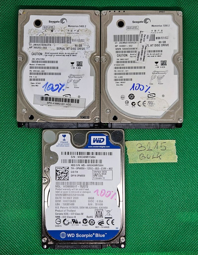 BULK 3 x Seagate ST98823AS 80GB 2.5" Laptop Hard Disk Drive HDD SATA - Genuine Parts