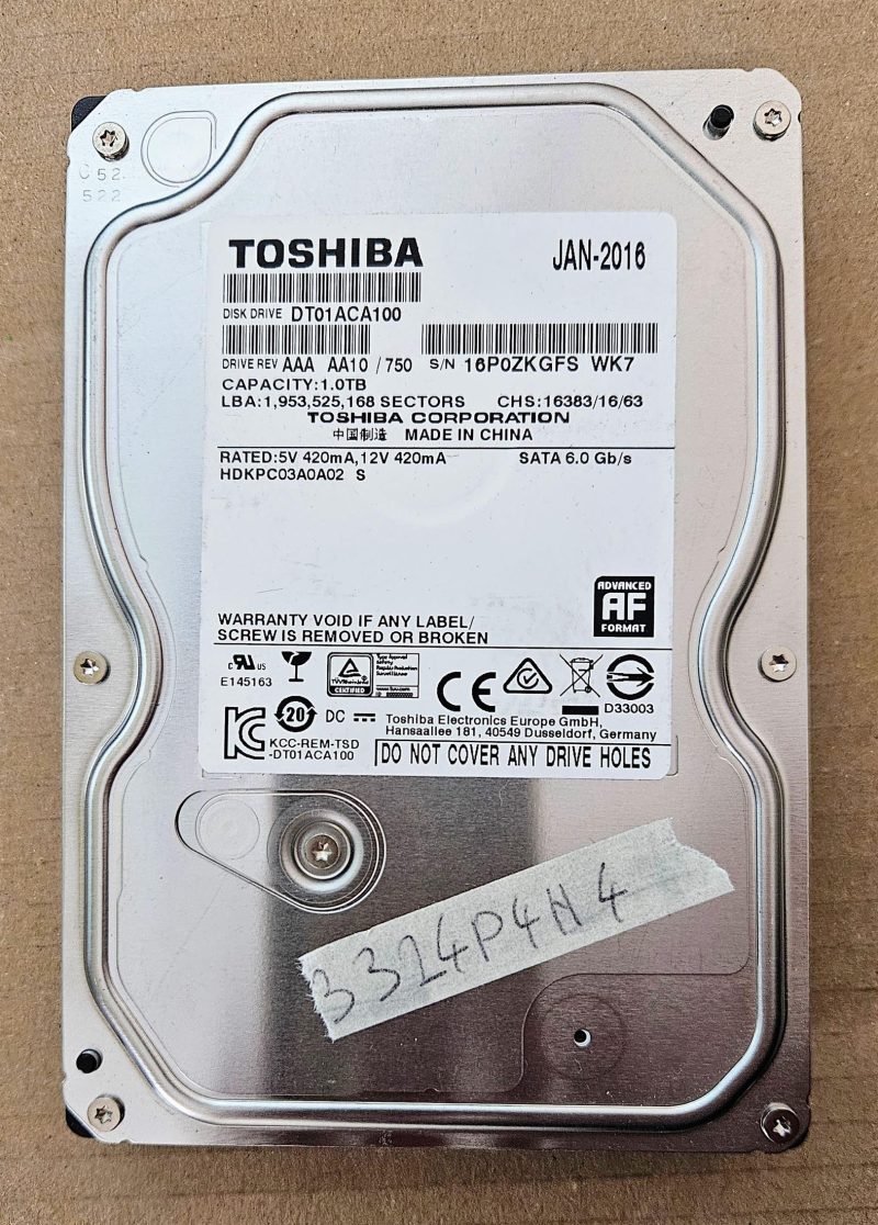 DT01ACA100 HDKPC03A0A02 1TB 3.5 SATA III Hard Drive - Genuine Toshiba Laptop Parts