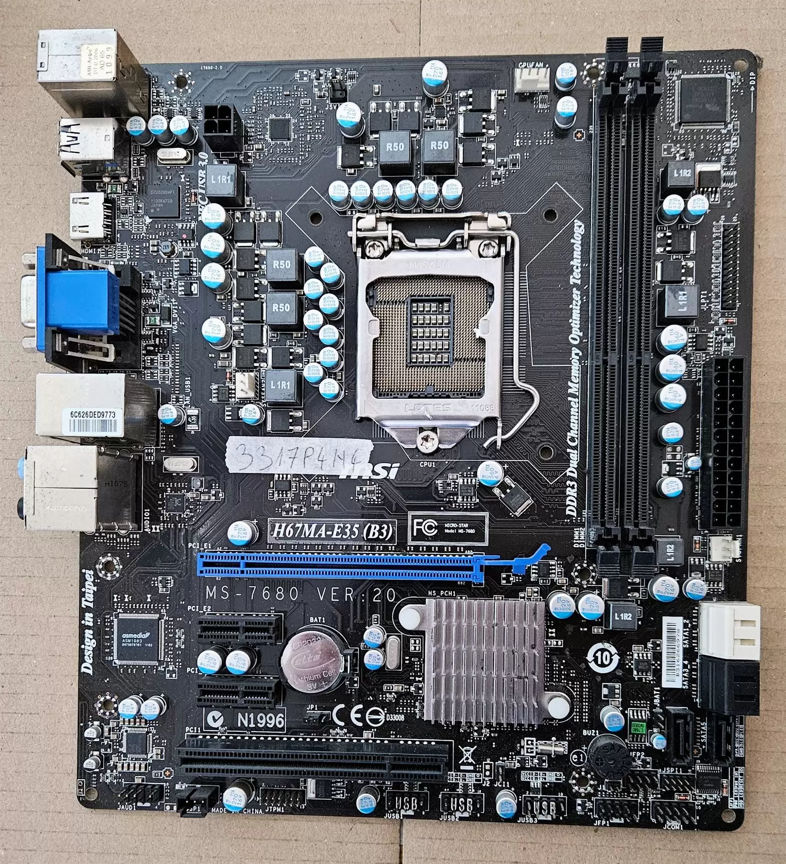 MSI H67MA-E35 (B3) Motherboard MS-7680 Ver 2.0 1155 DDR3 F53 - Genuine OEM, Tested, Fast Shipping!
