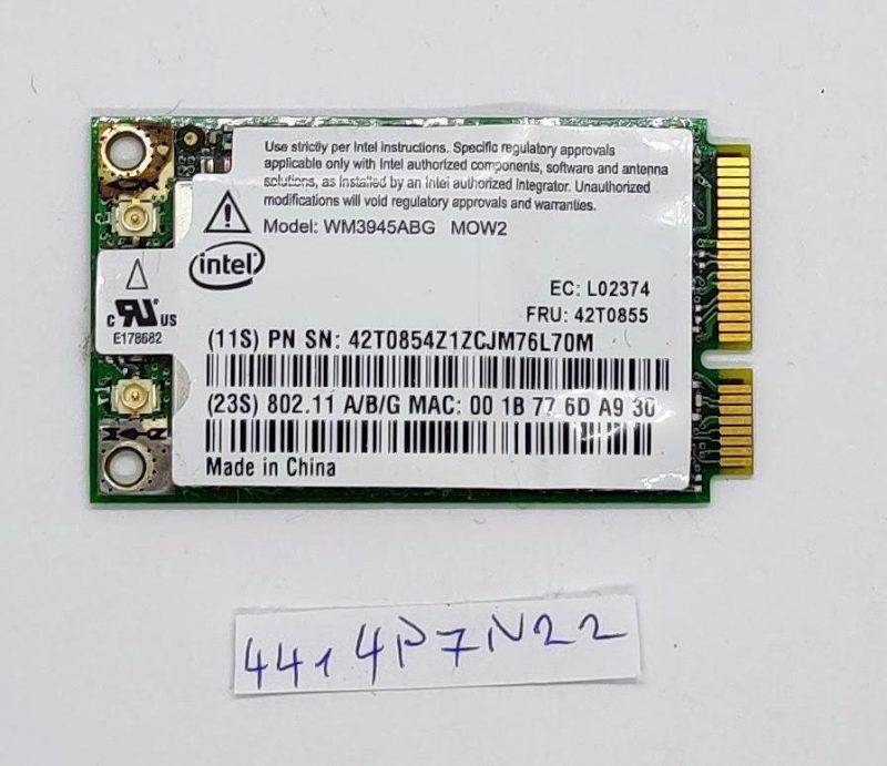 Intel PROWireless 3945 ABG Mini PCIe Wireless Card 802.11abg 2.4 GHz 54 Mbps WM3945ABG