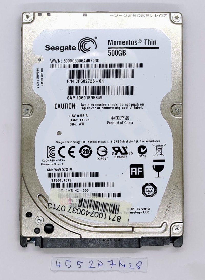 Seagate Momentus Thin 500GB Hard Disk Drive PN CP602726-01 for Fujitsu LifeBook AH552 Laptop Parts