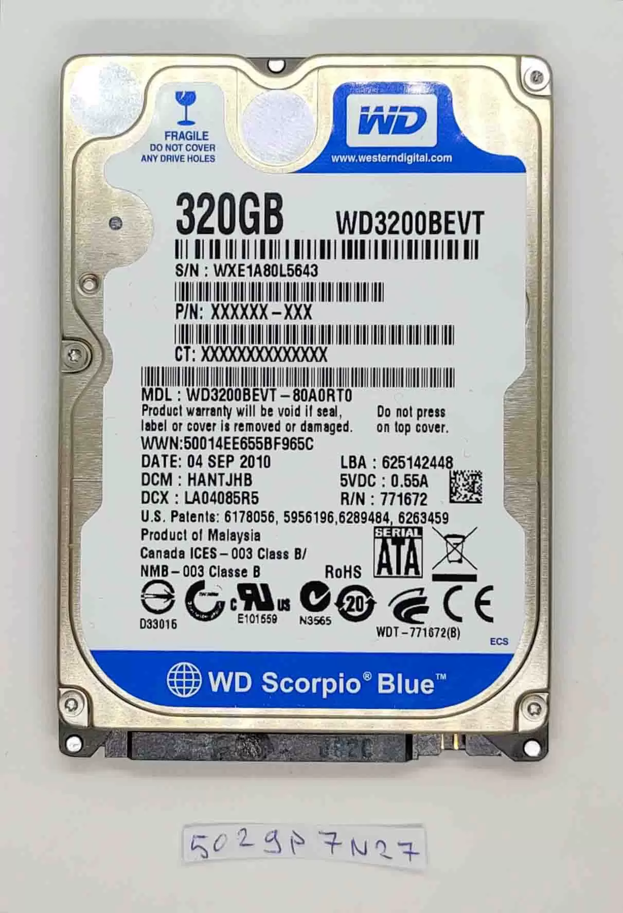 Asus K52J 320GB WD3200BEVT Hard Drive – Genuine Replacement Part for Asus K52J Laptop