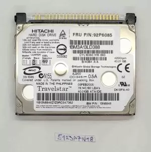 HTC424040F9AT00 40GB IDE Laptop HDD for ThinkPad X40 - 92P6085