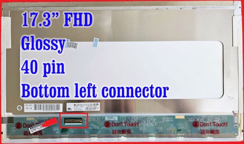 HP 656297-001 17.3" FHD LCD Screen, Glossy, 30 Pin Bottom Left Connector, New