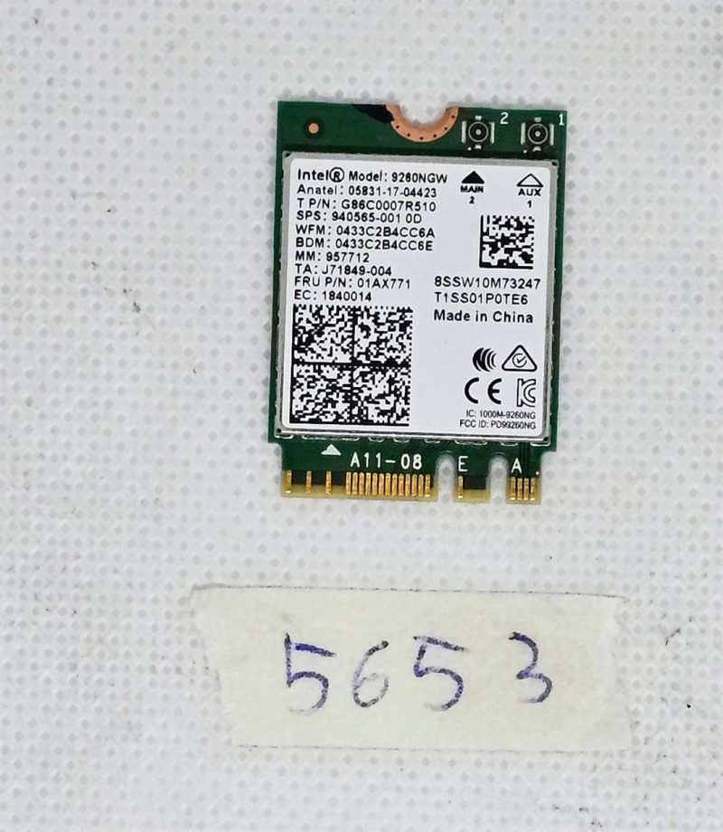 Lenovo ThinkPad L490 20Q6-S87900 Intel 9260NGW Wi-Fi Card SPS 940565-001 - Genuine Laptop Part