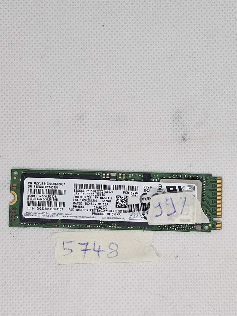 Samsung PM981a 512GB NVMe M.2 2280 PCIe 3.0 x4 SSD – High-Speed Laptop Storage