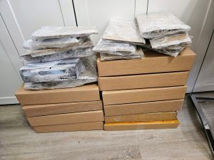 packages with laptop parts