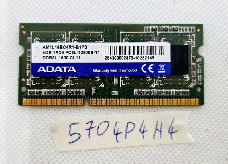 ADATA 4GB 1Rx8 PC3L-12800S DDR3L 1600MHz CL11 Laptop RAM – Low Voltage