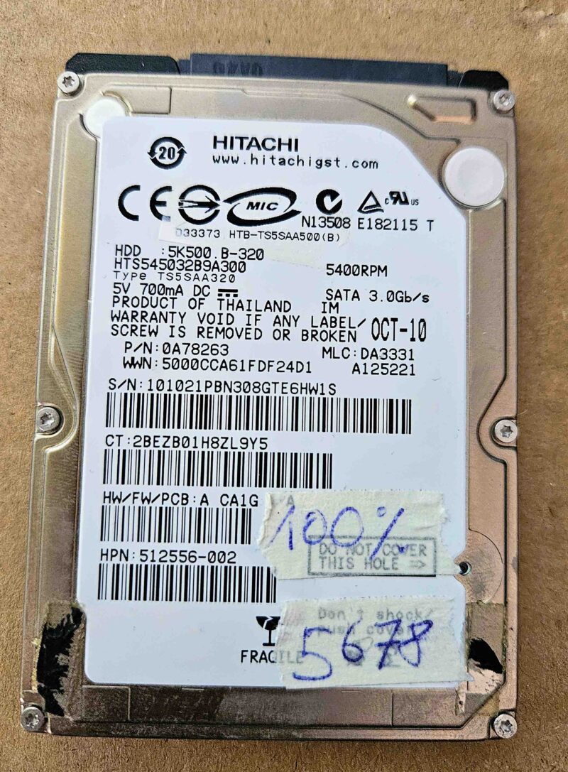 Hitachi 320GB 2.5" HDD 5K500.B-320 5400RPM SATA 3Gb/s – Laptop Hard Drive