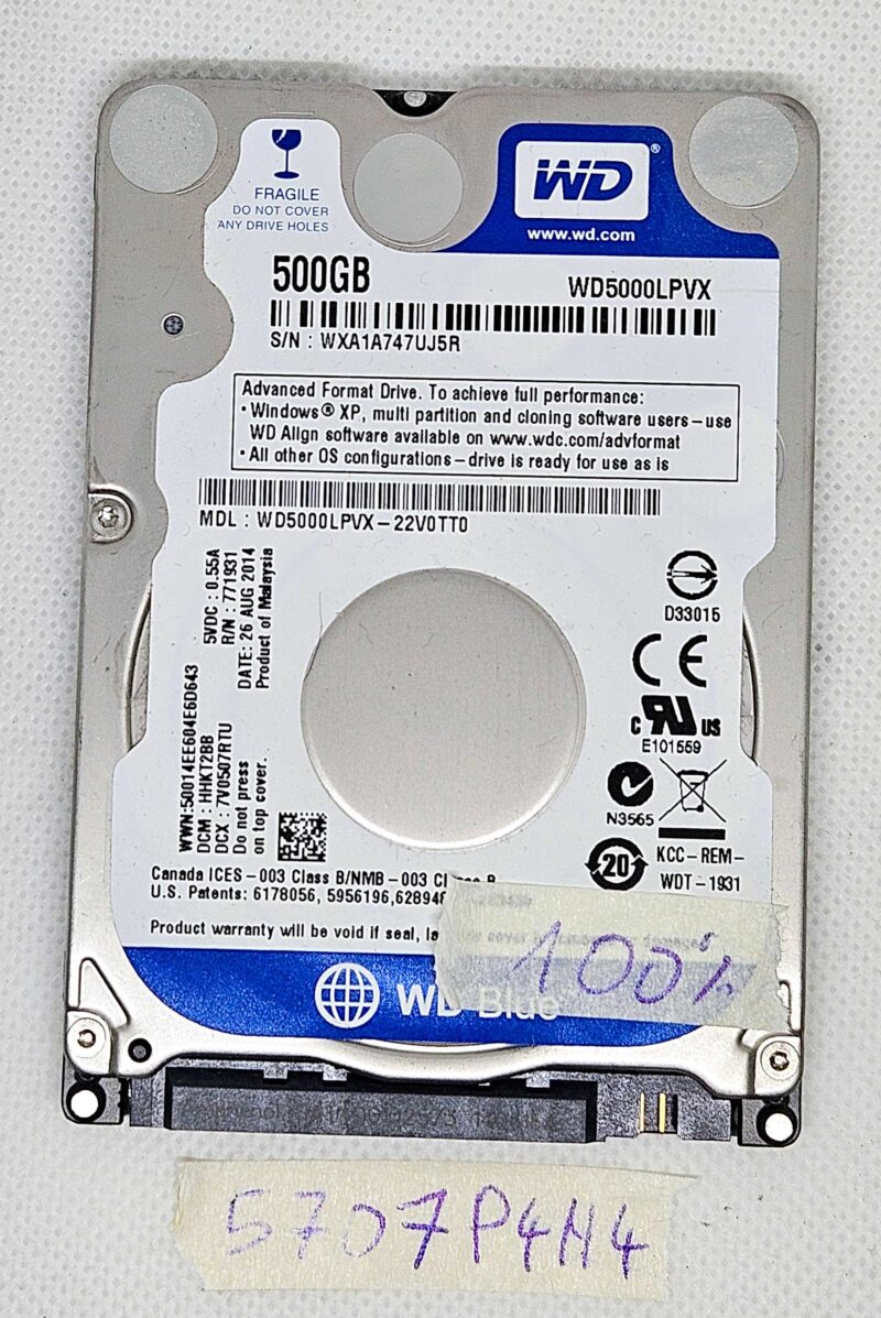 WD 500GB HDD WD5000LPVX 2.5 SATA Hard Drive – Laptop Storage Upgrade