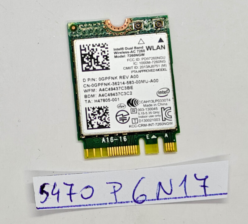 Used Dell Latitude 12 7204 Rugged WiFi Card 0GPFNK 7260NGW Tested