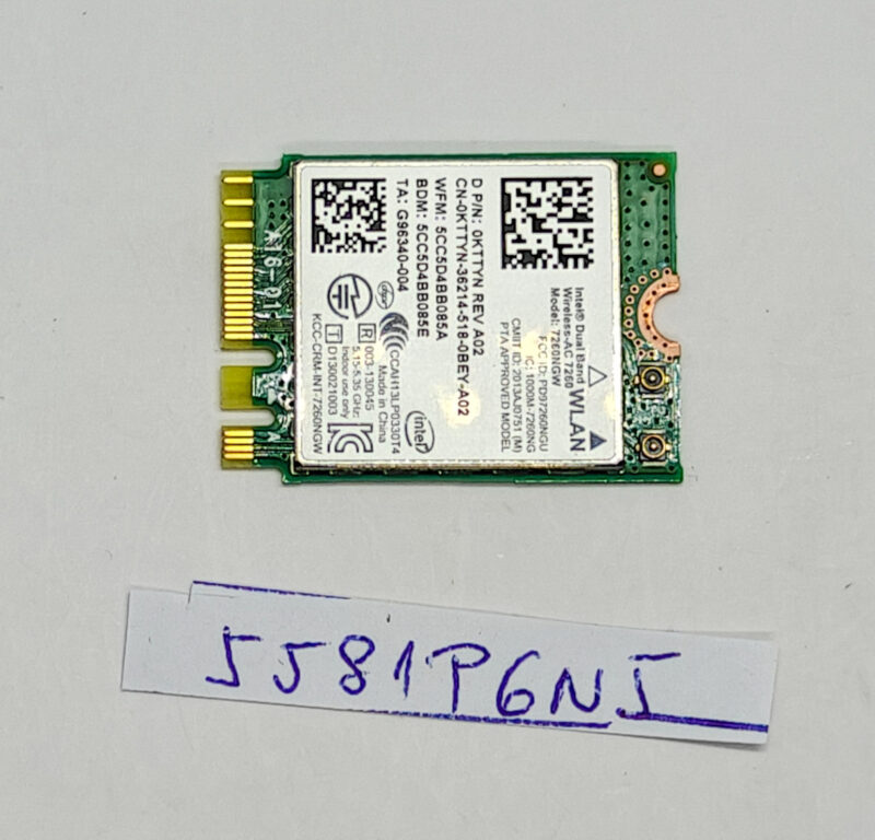 Used Dell Latitude 7214 Rugged WiFi Card 7260NGW Dual Band Intel AC