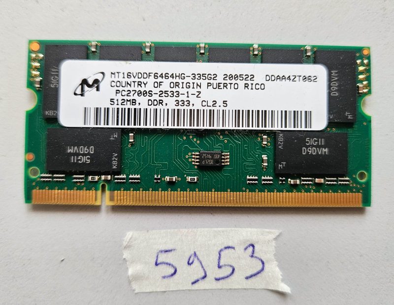 512MB DDR RAM PC2700S 333MHz CL2.5 SO-DIMM Laptop Memory – Tested & Working