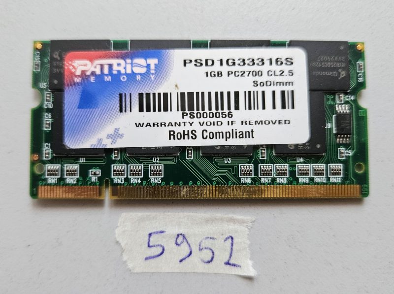 Patriot 1GB DDR 333 PC2700 Laptop RAM – 200-Pin SO-DIMM – Tested Memory Part