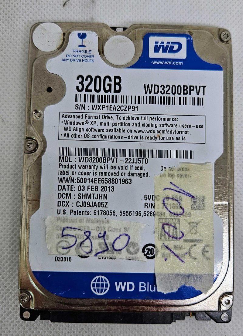WD3200BBPVT 320GB Laptop Hard Drive HDD 2.5" SATA Tested 100% OK - Laptop Parts