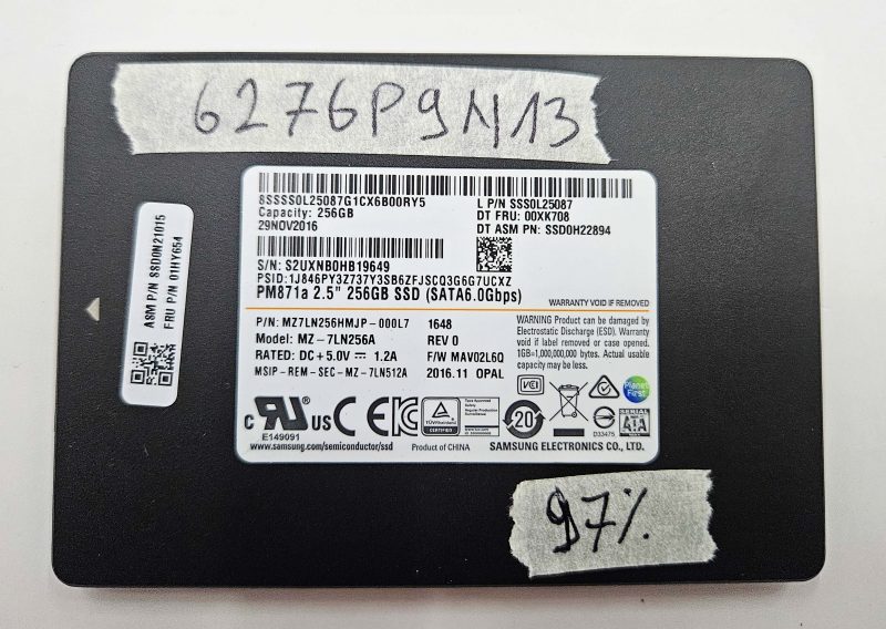 Samsung PM871a MZ-7LN256B 256GB SATA III 2.5 Solid State Drive SSD