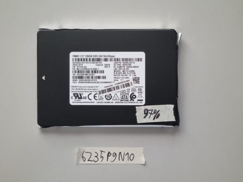 Samsung PM881 2.5" 256GB SSD SATA 6Gbps FRU 00XK769 – Laptop Parts 97% Health