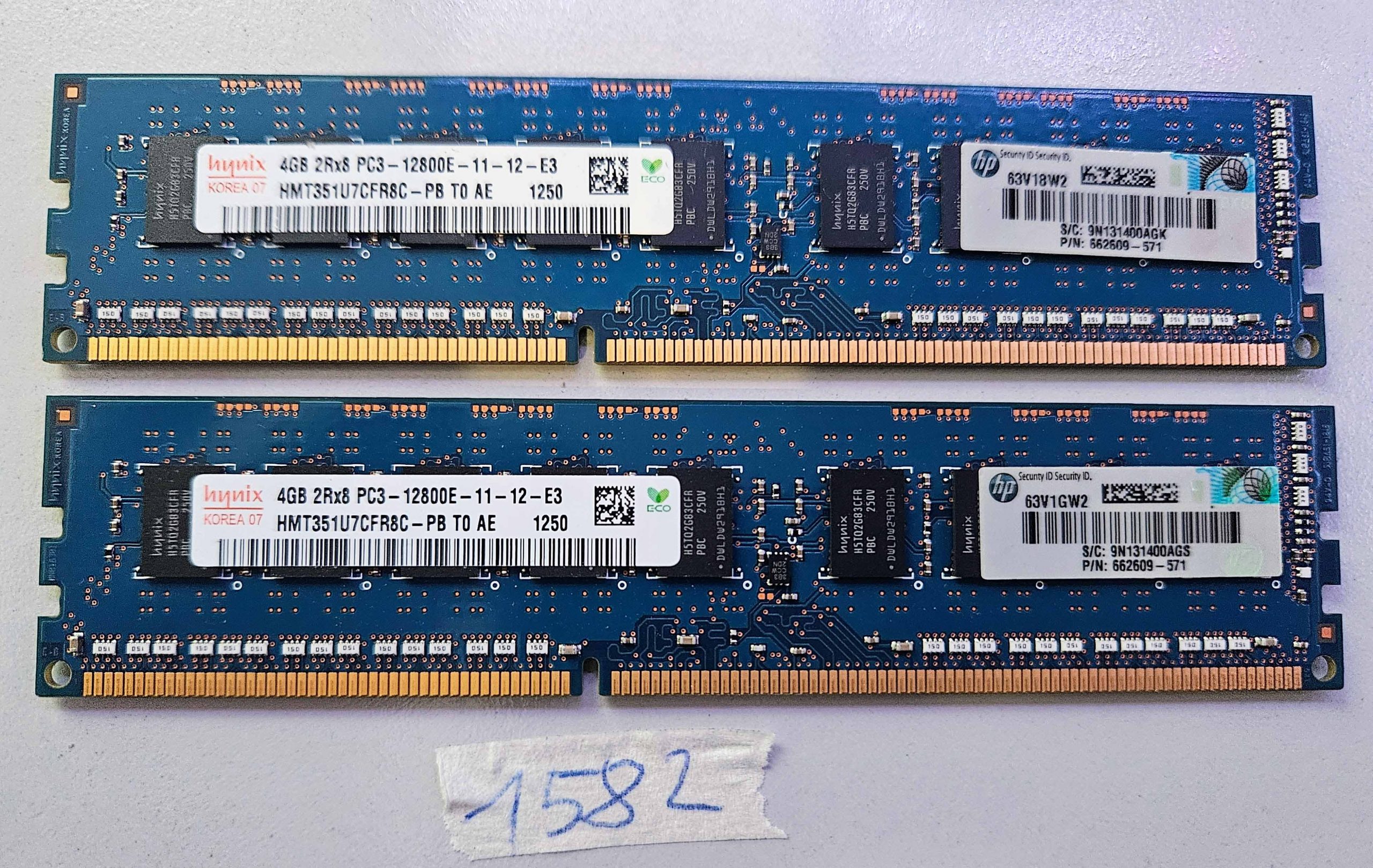 2x 4GB SK Hynix PC3-12800E DDR3 1600 MHz ECC Server RAM HMT351U7CFR8C-PB 2Rx8