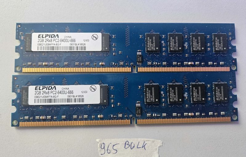 2x Elpida 2GB DDR2 PC2-6400U 800MHz 2Rx8 Desktop RAM Memory – Laptop Parts