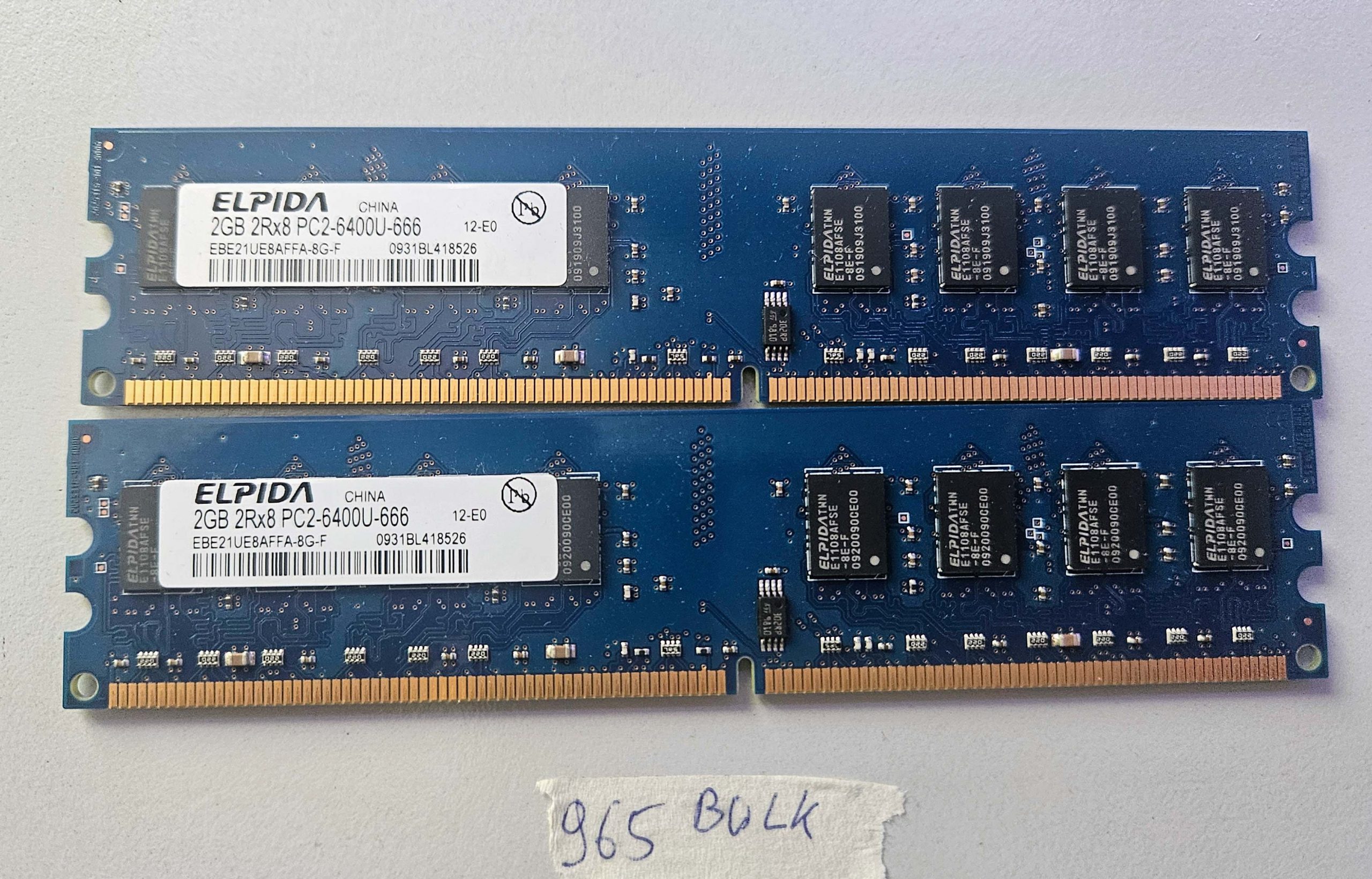 2x Elpida 2GB DDR2 PC2-6400U 800MHz 2Rx8 Desktop RAM Memory – Laptop Parts