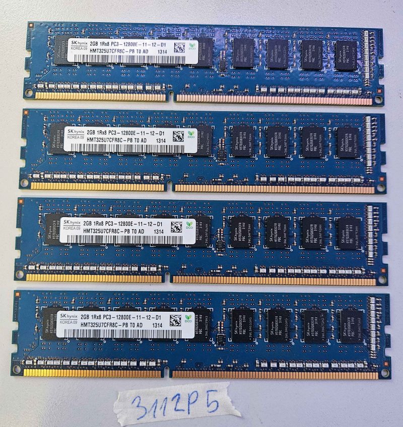4x HP 662608-571 2GB DDR3 1600MHz ECC Server RAM HMT325U7CFR8C-PB Unbuffered