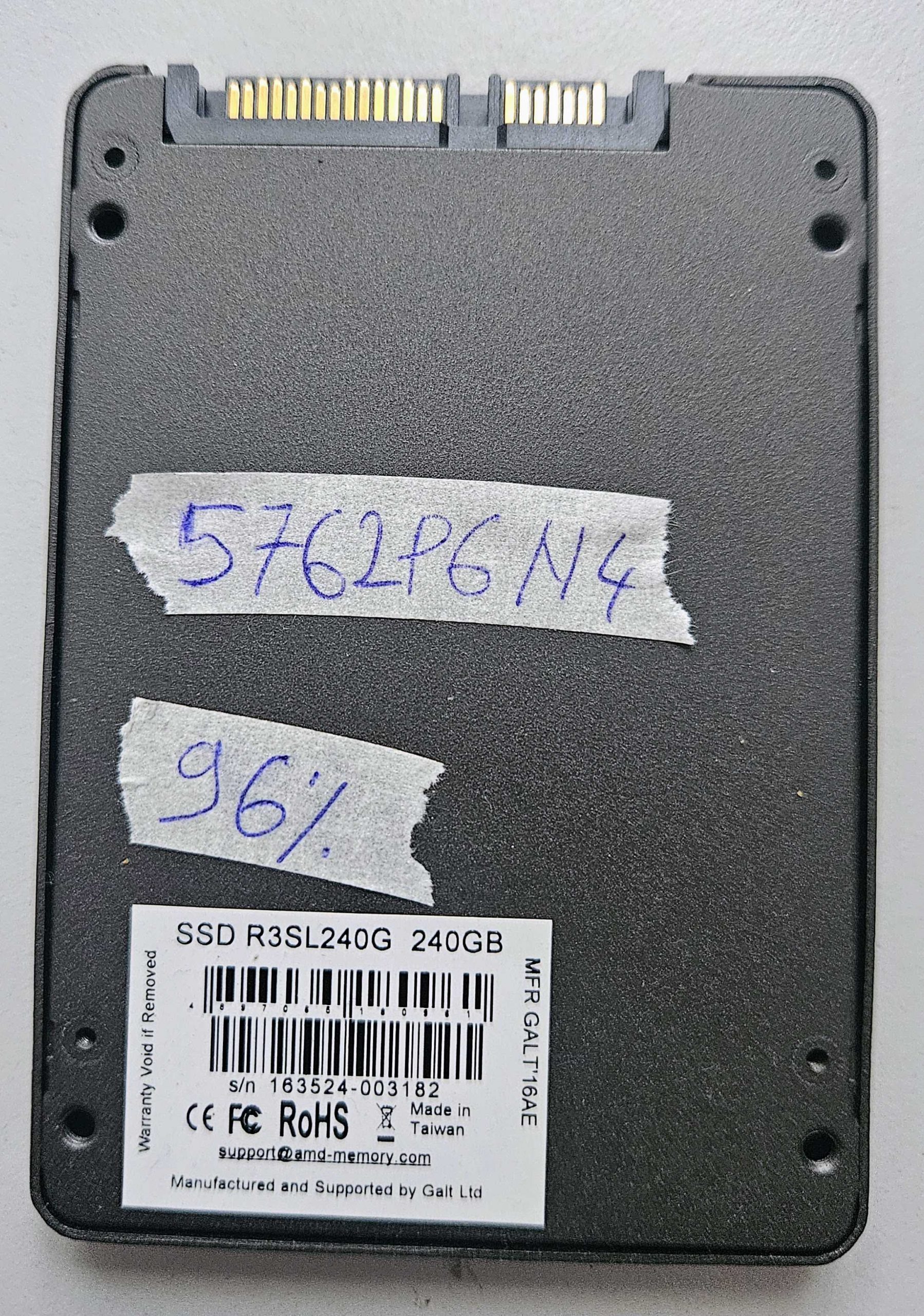 AMD Radeon R3 Series 240GB SSD 2.5" SATA III 6Gb/s NAND R3SL240G – 96% Health