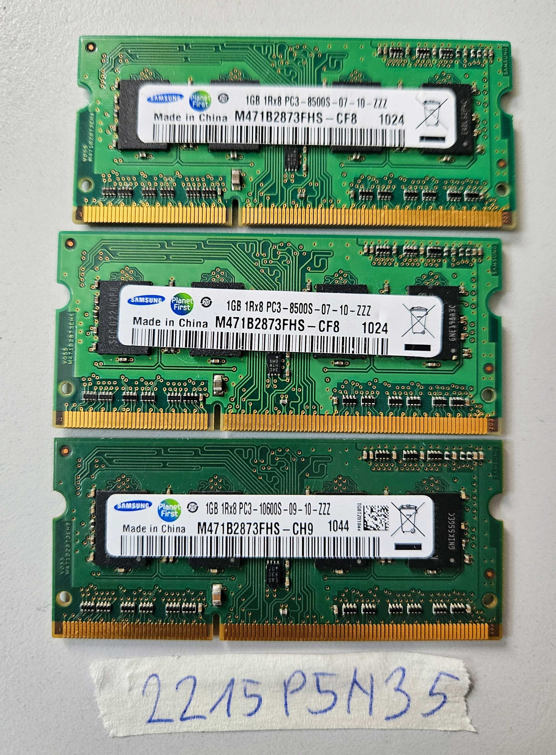 BULK 3x Samsung 1GB DDR3-1066MHz PC3-8500 SO-DIMM CL7 Laptop Parts RAM M471B2873FHS