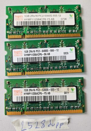 Bulk 3x 1GB DDR2-800 SODIMM Hynix HYMP112S64CP6-S6 Laptop Memory RAM