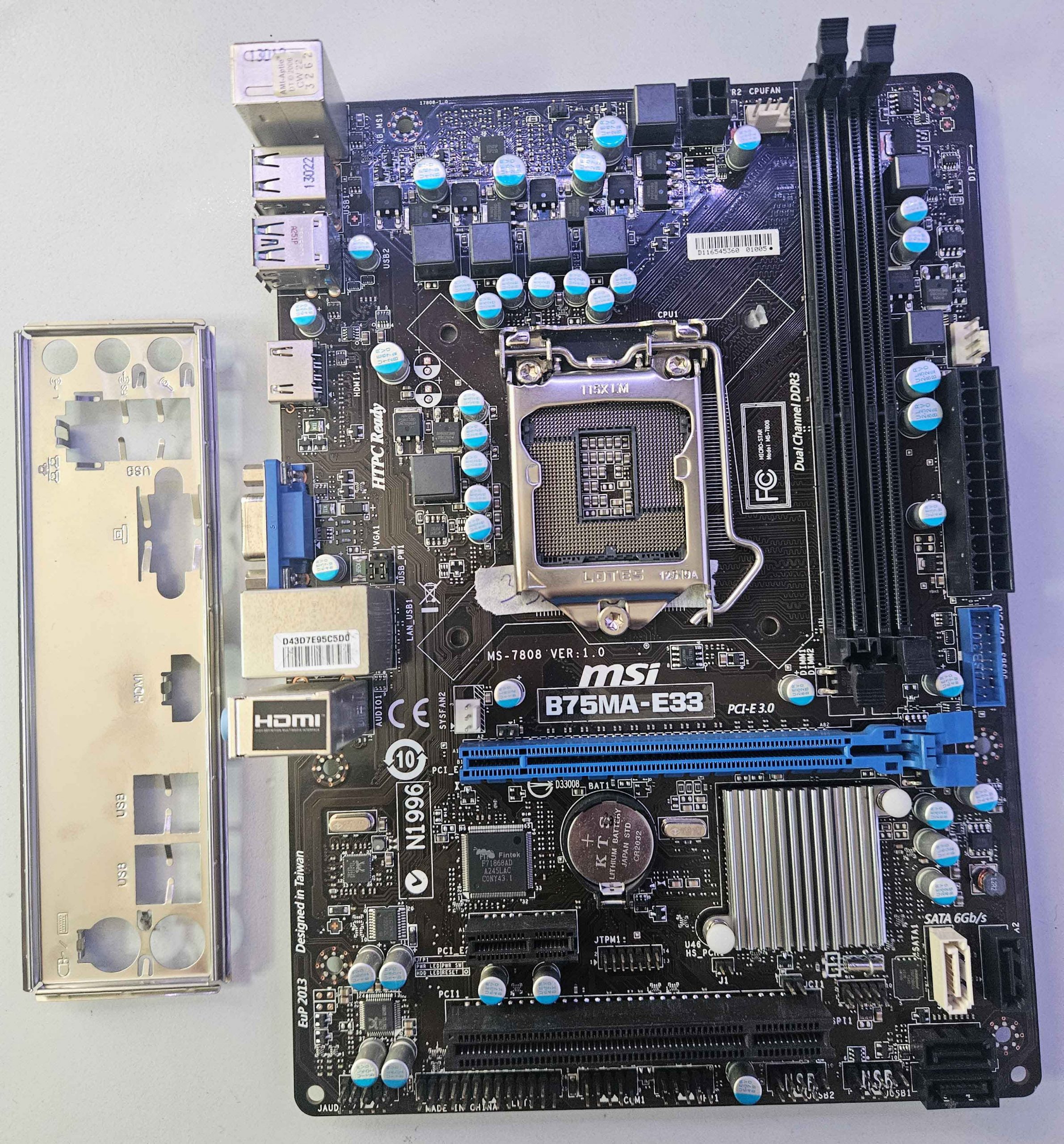 MSI B75MA-E33 Motherboard Intel B75 DDR3 LGA 1155 Micro ATX w IO Shield