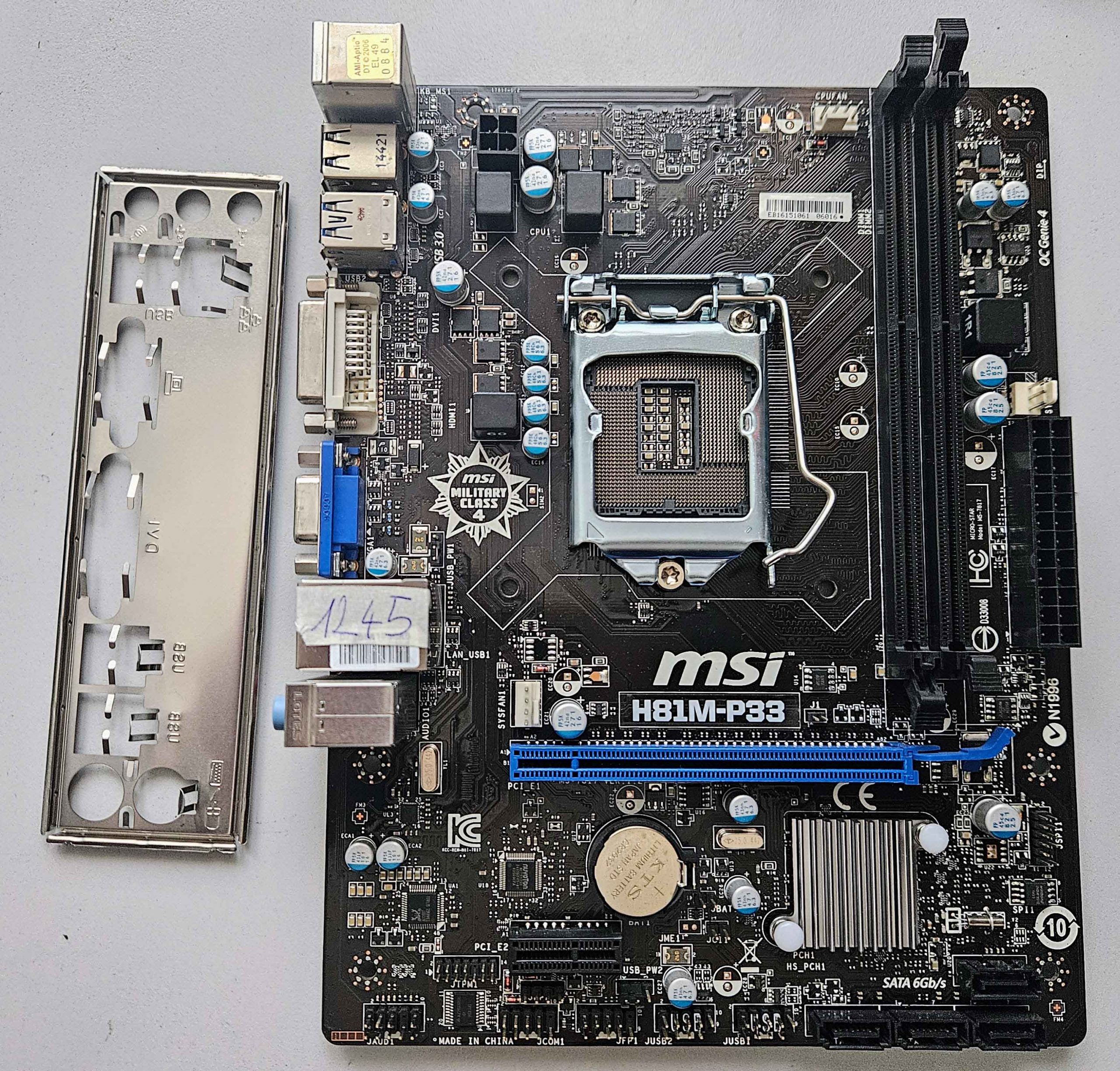 MSI H81M-P33 LGA1150 Intel H81 Micro-ATX Motherboard 2xDDR3 PCIe + I/O Shield
