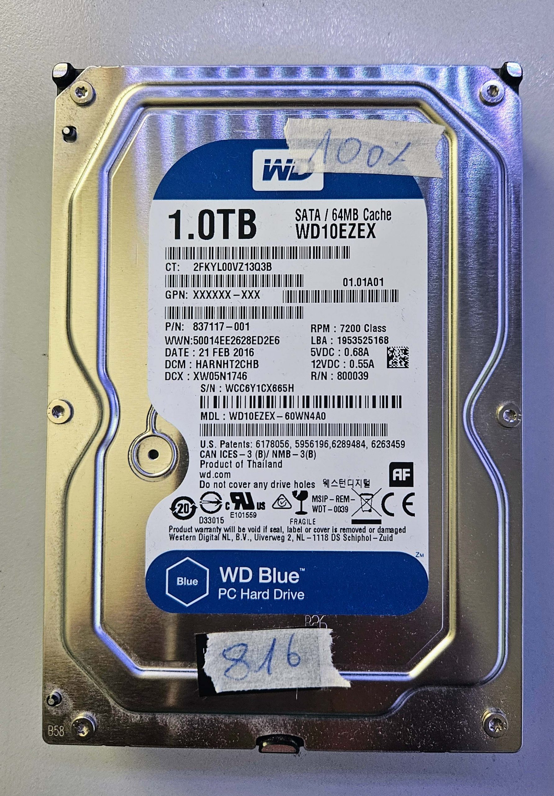 WD Blue WD10EZEX 1TB 7200RPM SATA 3.5" Hard Drive – Reliable Laptop Parts