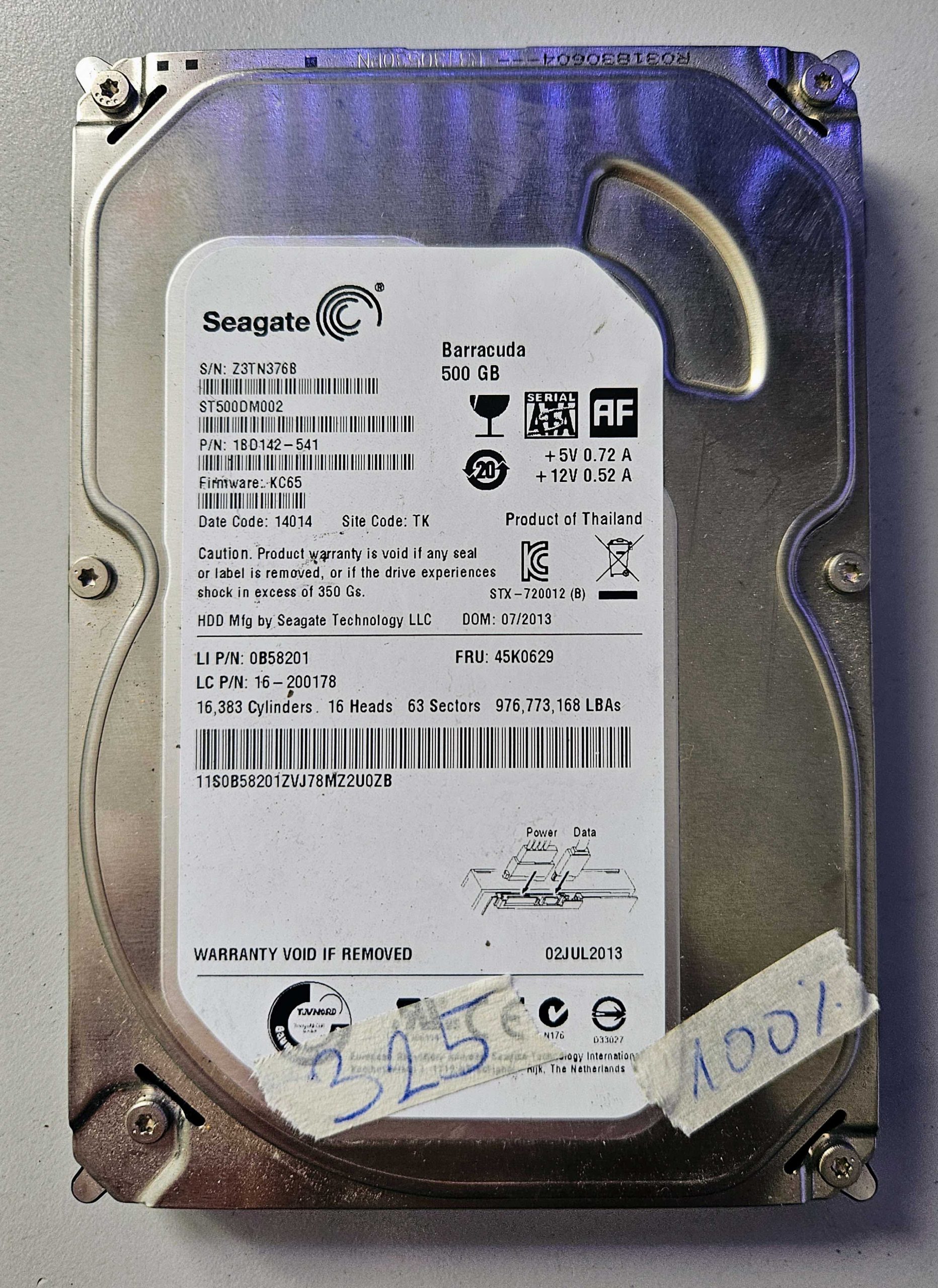 Seagate Barracuda ST500DM002 500GB SATA III 3.5" Desktop Hard Drive – 100% Health