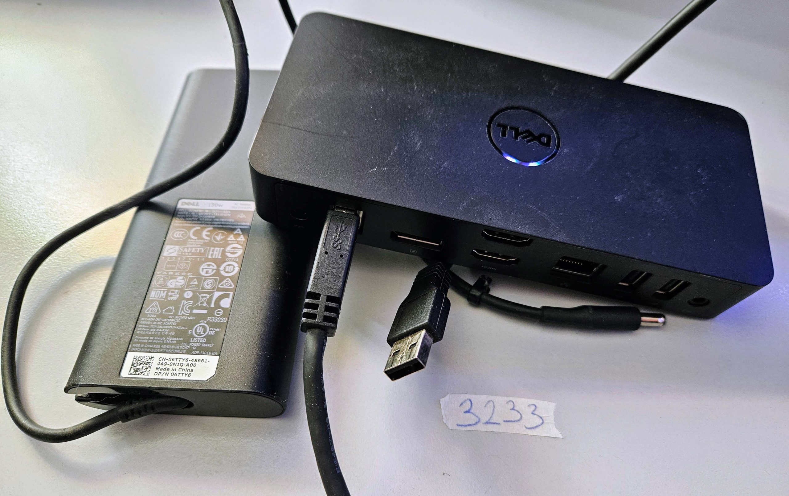 Dell D3100 Ultra HD 4K Triple Video Docking Station 36M9K + 130W Adapter - Image 2